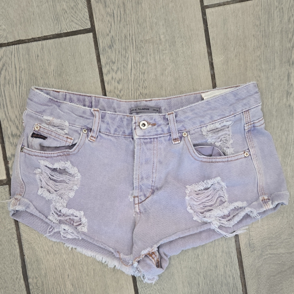 Pull&Bear Lavender Distressed Jean‎ Shorts Size 26 wp14